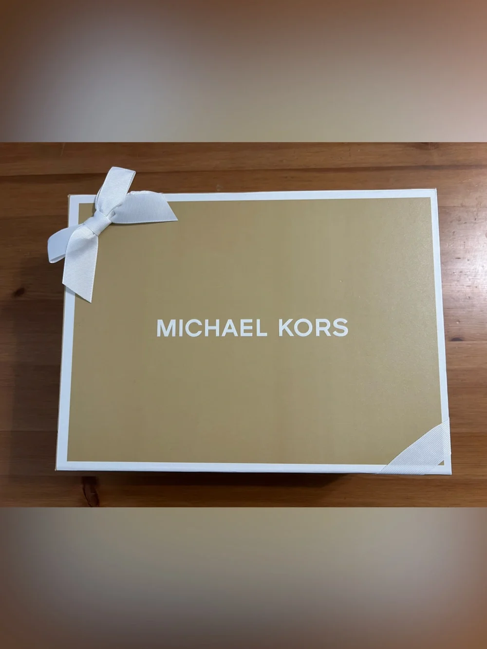 Michael Kors gift box in black with ribbon and tissue paper small size